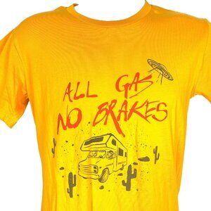 All Gas No Brakes Mens T-Shirt size Small 37x27 UFO Alien RV Desert Lowbrow